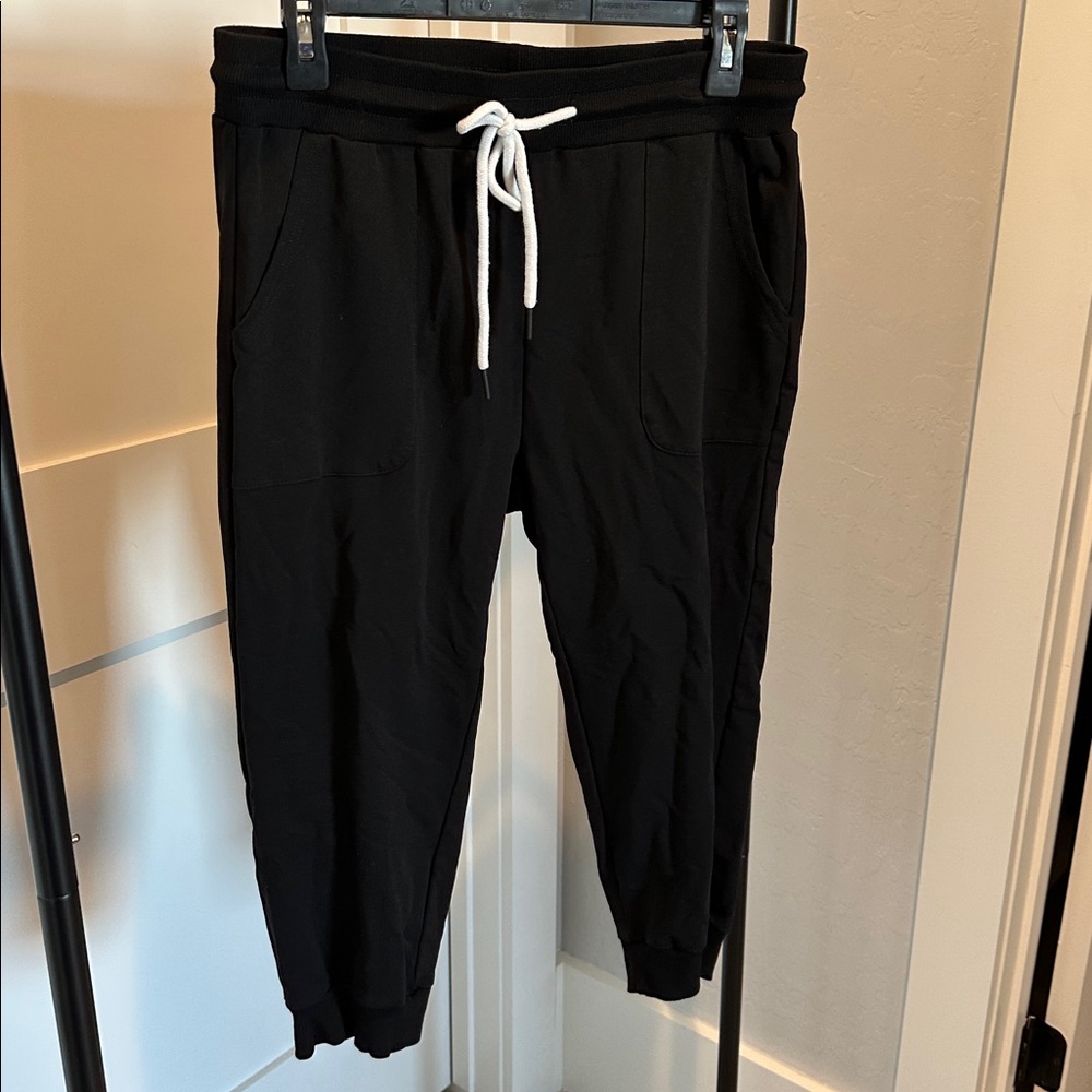 Black Jogger Pants with White Drawstring